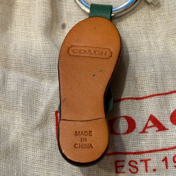 NWT Coach Green and Brown Thong Key Chain / Charm - Picture 2 of 2